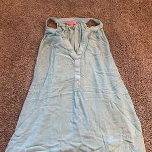 Lilly Pulitzer Light Blue Gathered Neckline Top